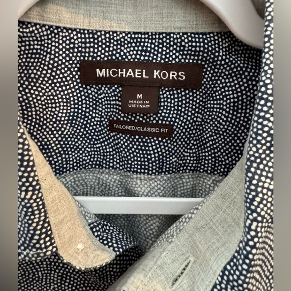 Michael Kors Tailored/Classic Fit Short Sleeve Blue & White Pattern M - Picture 3 of 5